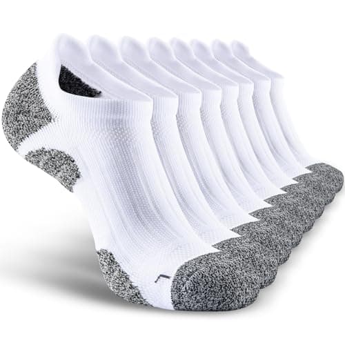 SITOISBE Men's No Show Compression Athletic Socks, Cushioned for Running Hiking, Large, White-8 Pairs - Image 1
