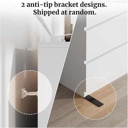 6 Drawer Dresser for Bedroom, White Dresser with LED Lights, Power Outlet, Modern Wood Chest of Drawers for Closet, Double Wide Drawer Organizer Cabinet for Bedroom, Living Room, Entryway, Hallway - Thumbnail 6