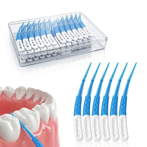 ACSKD Dental Picks for Teeth Cleaning, 96 Count Disposable Tooth Picks Flossers with Convenient Carry Case, Blue