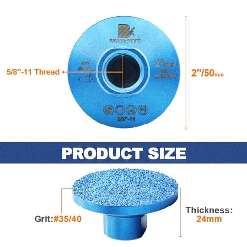 BRSCHNITT 2" Diamond Grinding Wheel #35/40 - for Grinding Shaping Polishing and Cleaning Tile Granite Marble Masonry Brick for 5/8"-11 Angle Grinder - Thumbnail 2