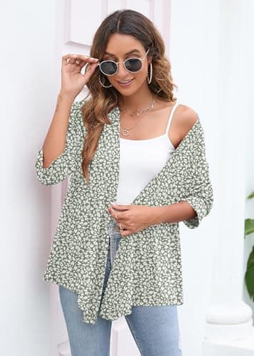 Heymoments Cardigan for Women Spots 3X-Large Draped Open-Front 3/4 Sleeve Lightweight Casual Soft Drape Summer Fall Kimonos Cardigans - Thumbnail 2