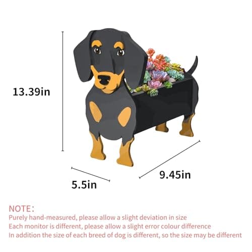 strolfay Dachshund Dog Planter, Cute Animal Shaped Plant Pot, Dog Flower Pot, Spring Planter Gifts for Women & Pet Lovers, Indoor Outdoor Garden Home Office Decor, 9.45 x 7.5 x 13.39 Inches - Thumbnail 2