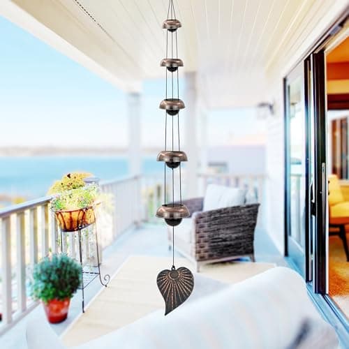 Cooper Leaf Temple Wind Chime,Wind Chimes with 5 Bells, Feng Shui Wind Chimes for Home Yard Outdoor Decoration, A Great Memorial Wind Chime for Someone Who Loves Peace - Thumbnail 5