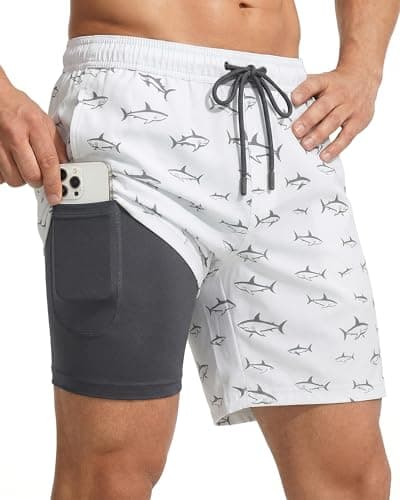 7 Inch Men Swim Trunks Compression Liner Quick Dry Male Swimwear Bikini Brief Swimsuit Bathing Suit Beach Board Surf Water Shorts Traje De Baño para Hombre Ropa Deportiva Chores Pantalonetas Shores - Image 1
