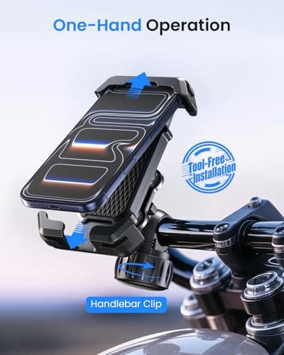 LOXP Anti-Shake Motorcycle Phone Mount - 2026 Dual Vibration Dampener, Universal Bike Phone Holder for iPhone 17/16/15/14/13 Series & Android 4.7-7”, Handlebar Mount for Bicycle/Motorbike/Scooter - Thumbnail 4