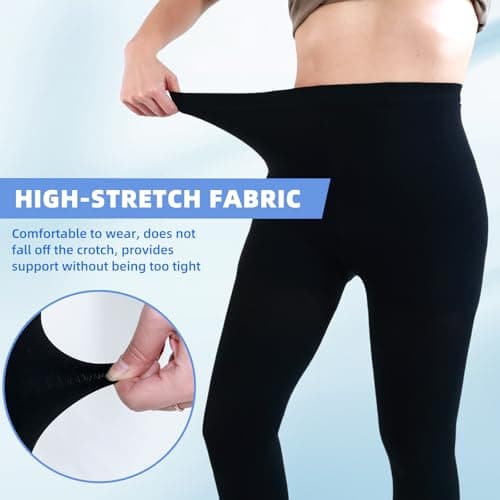 Medical Compression Pantyhose for Women & Men, 20-30mmHg Graduated Support Compression Tights Footless Medical Compression Stockings & Leggings for Edema, Varicose Veins, Swelling(Black,L) - Thumbnail 6