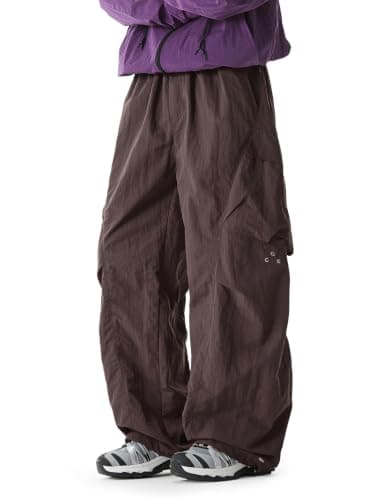 Areant Mens Baggy Hiking Cargo Pants Parachute Water Resistant Lightweight Wide Leg Pants Outdoor Climbing Trousers Coffee XX-Large - Image 1