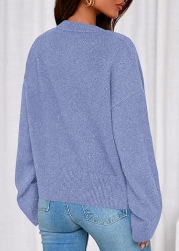 KIRUNDO Cardigan Sweaters for Women Fall Trendy Long Sleeve Chunky Knit Button Up Oversized Winter Jacket Casual Outwear(Dusty Blue, Medium) - Thumbnail 2