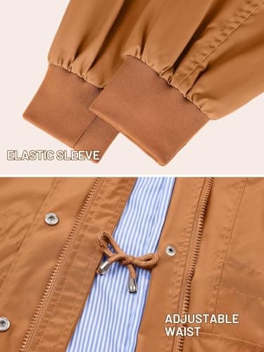 PITINAN Women's Raincoats Light Rain Jacket Waterproof Rain Jackets for Women with Pockets Windbreaker Jacket Women Caramel XL - Thumbnail 5
