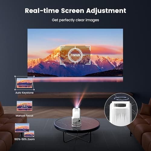 [Built-in Apps ] Mini 4K Projector with Wifi and Bluetooth, Native 1080P Smart Portable Movie Projector with 270°Rotatable Stand, Android 13 OS, Auto Keystone, Support Big Screen for Home Bedroom - Thumbnail 4