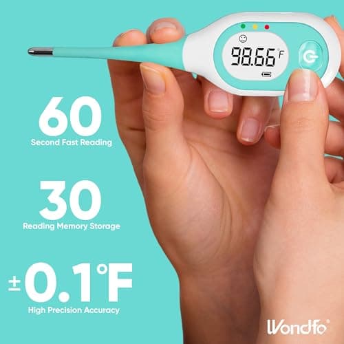 Wondfo Basal Body Thermometer for Ovulation – BBT Thermometer with Face Indicator, 60s Fast Reading, 30 Memory Recall, High Precision Fertility Thermometer, Waterproof - Thumbnail 3