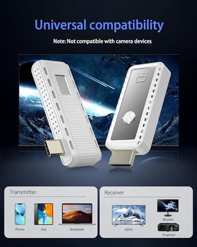 2 in 1 Wireless HDMI Transmitter and Receiver, 165FT/50M 4K Decode1080P@60Hz Output, Plug & Play Dual Band 5G/2.4G, Type-C Audio Video Streaming for Phone, Tablet, Laptop, PC to TV, Monitor, Projector - Thumbnail 3
