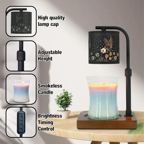 Candle Warmer Lamp Timer - Birthday Gifts for Women Mom, House Warming Gifts New Home Decor, Modern Farmhouse Decor, Hummingbirds Candle Warmer for All Jar Candles with 2 Bulb - Thumbnail 5