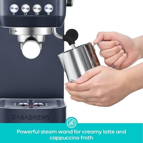 CASABREWS 3700 Essential Espresso Machine 20 Bar, Stainless Steel Coffee Maker with Steam Frother, Cappuccino & Latte Machine, 43.9oz Water Tank, Sapphire Blue - Thumbnail 4