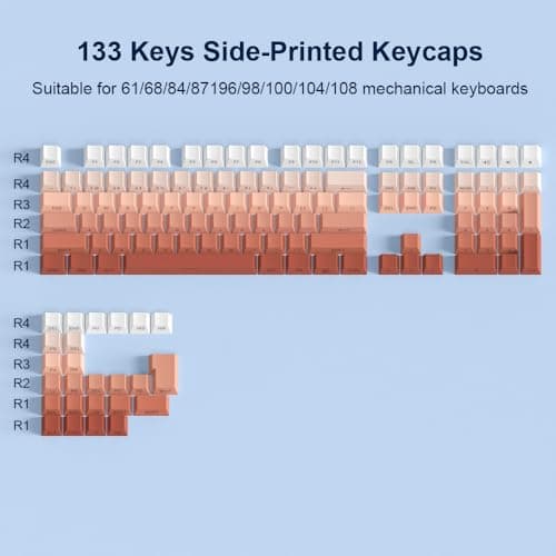 PBT Keycaps -Side Print Key Cap Set, Double Shot Shine Through Custom Key caps, Cherry Profile 133 Keys for Mechanical Keyboards Gradient Rouge - Thumbnail 4