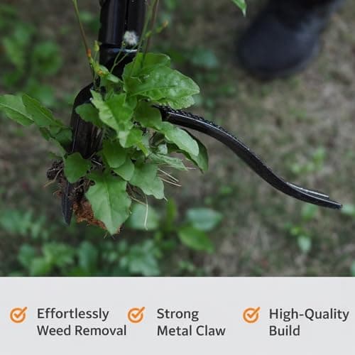 Vornilo All Black Stand Up Weed Puller 53 Inch Manual Weed Remover Tool Heavy Duty Metal Long Handle Root Removal Weeder with Reinforced Claw and Three Section Steel Shaft for Garden Lawn Yard Use - Thumbnail 3