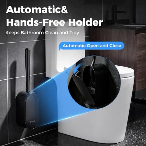 Toilet Bowl Brush and Holder, OSCIOSS Toilet Brush Set with Ergonomic Design, Compact Size, Durable Bristles, RV Toilet Brushes & Holders for Dead Corner Clean (Black, 2pack) - Thumbnail 4