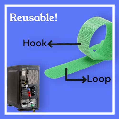 60PCS Reusable Cable Ties Hook and Loop Straps, 6 Inch Colored Cord Ties Cable Management Cord Organizer for Desk Wire Organizers for Power Electronic Cords Charging Computer Cables - Thumbnail 3