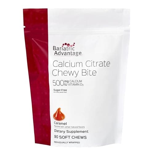 Bariatric Advantage Calcium Citrate Chewy Bites 500 mg - Highly Absorbable & Digestible - Vitamin D3 - Easily Chewable Calcium Supplement - Caramel Flavor - 90 Count - Image 1