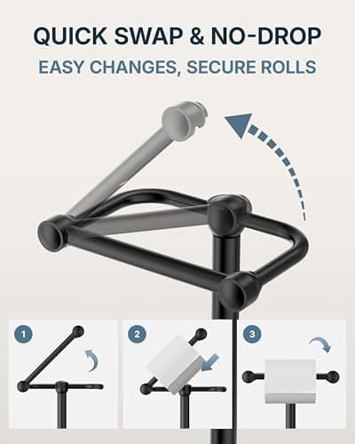 RARXTR Toilet Paper Holder Stand, Modern Bathroom Free Standing Toilet Paper Roll Holder, Stainless Steel Tissue Rack, Rust-Proof & Heavy Stable Base (Matte Black) - Thumbnail 3