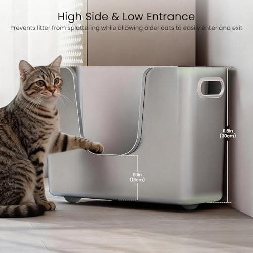 Stainless Steel Corner Cat Litter Box, Metal Litter Box with High Sided, One-piece Corner Cat Toilet, No Assembly Required, Non-Stick, No Odor Kitten Litter Pan, Easy to Clean, for Small Medium Cats - Thumbnail 4