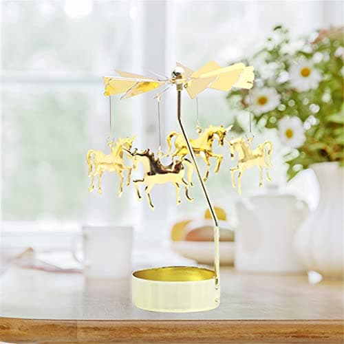 Spinning Candle Holder, Rotating Carousel Tealight Candle Holder, Unique Birthday Gift for Women, Mom, Sister, Friends, Christmas, Valentine's Day (Unicorn) - Thumbnail 4