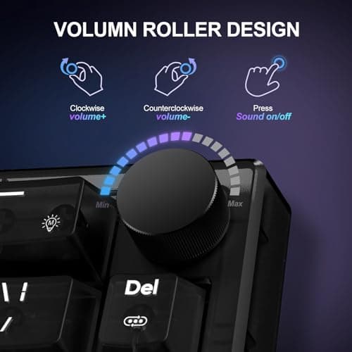 YOUSUOMASTER X83 Wired Gaming Keyboard with Volume Knob,60 Percent Mechanical Keyboard Gasket Mount RGB Backlit with Software,Mini Keyboards with 66 Keys Hot Swappable Red Switch,Translucent Black - Thumbnail 4