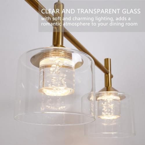 TYhogar Modern Gold Linear Chandeliers for Dining Room,35" 4-Light Kitchen Island Lighting,Adjustable Height Led Dining Room Light Fixture,Pendant Lights Kitchen Island for Living Room - Thumbnail 5