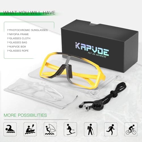 KAPVOE Photochromic Cycling Glasses Sports Sunglasses for Men Women Mountain Bike Sunglasses Clear MTB Bicycle Riding K62 - Thumbnail 6