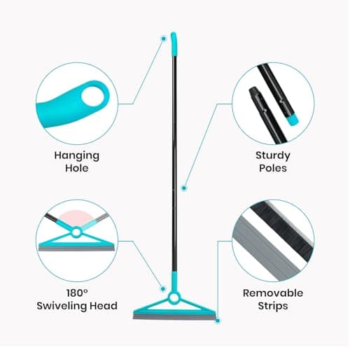 MAVRIZ Air Broom for Dust, Hair, Liquids, Silicone Broom with Removable Rubber Strip and Brooms Bristle, Multifunctional Floor Squeegee for Indoor Cleaning - Thumbnail 3