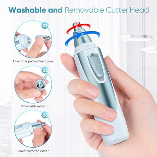Ear and Nose Hair Trimmer Clipper - 2026 Professional Painless Eyebrow & Facial Hair Trimmer for Men Women, Battery-Operated Trimmer with IPX7 Waterproof, Dual Edge Blades for Easy Cleansing Blue - Thumbnail 5