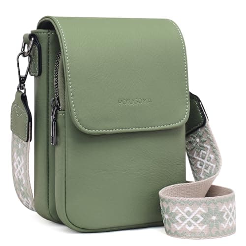 POIUGOYA Small Crossbody Bags for Women Trendy,Leather Triple Compartment Cell Phone Crossbody Wallet Purses with Card Slots - Image 1