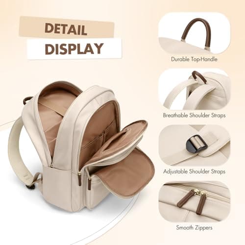 GOLF SUPAGS 15.6 Inch Women's Laptop Backpack, Water Resistant Work College Travel Daypack, Everyday Commuter Bag for Teacher Nurse (Apricot) - Thumbnail 5