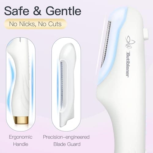 Dermaplane-razor for Women Face,Sonic Dermaplane,Sonic Dermaplaning Tool,Face Shaver Facial Hair Removal & Peach Fuzz Romover + 12 Blades (White With Gold Accent) - Thumbnail 4