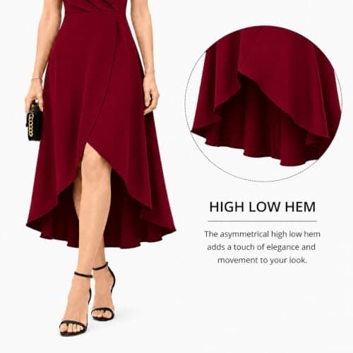 BTBII Women's Black Formal Dresses V Neck Midi Dress Church Dresses for Wedding Cocktail Party Birthday Summer - Thumbnail 5