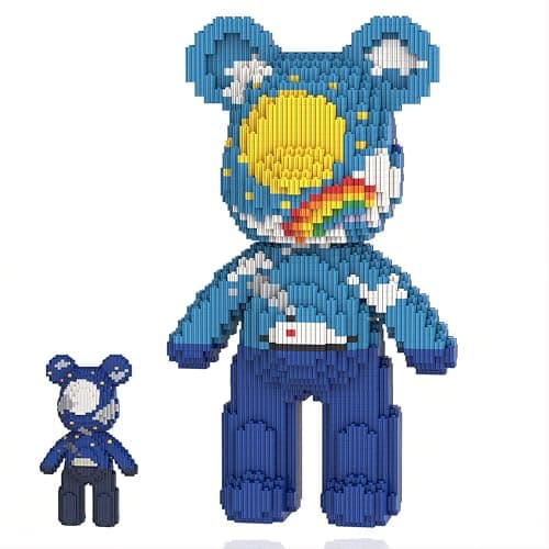 SehrKlug 12.6" Starry Sky Teddy Blocks Bear Building Bricks Set - Micro DIY Craft Kit for Adults - Collectible Decor for Office, livingroom, Book Shelf - Screen-Free Stress Relief Gift Idea - Image 1