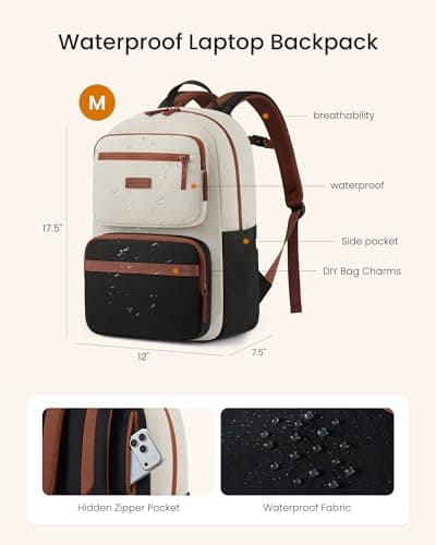 LOVEVOOK Laptop Backpack for Women, School Backpack for Teen Girls with Large Cup Holder, Lightweight Bookbag for College,Work,Travel fits 15.6 Inch Laptop,Purple - Thumbnail 5
