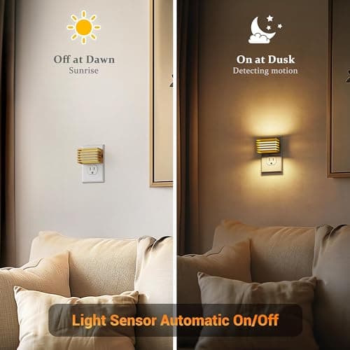 JandCase LED Night Light, Gold Night Lights Plug into Wall with Dusk to Dawn Sensor, Dimmable Plug in Night Light [2 Pack], Adjustable Brightness, 3000K Soft White Nightlight for Bedroom Bathroom - Thumbnail 3