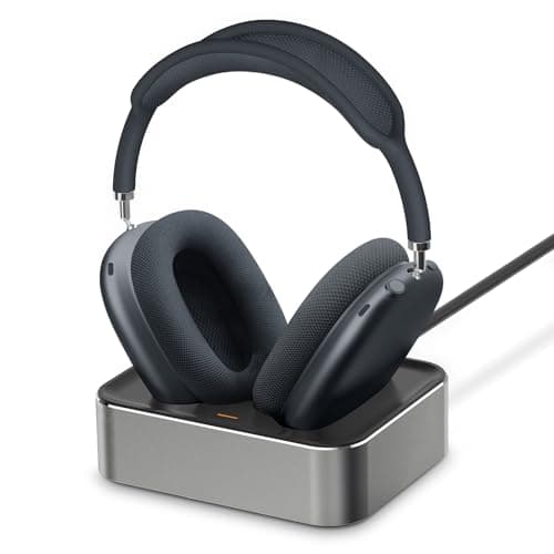 Headphone Charging Station for AirPods Max 2024 & 2020 - Magnetic Headset Charger Dock with Dual Lightning & Type-C Connectors (Titanium) - Image 1