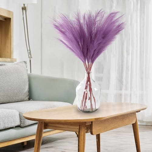 Acfruits 12 Pcs Lavender Purple Faux Pampas Grass Decor 38"/3.1FT Tall Fake Pompas Floral Large Artificial Pompous Grass Branches Plants for Floor Vase Filler Home Boho Decoration - Thumbnail 6