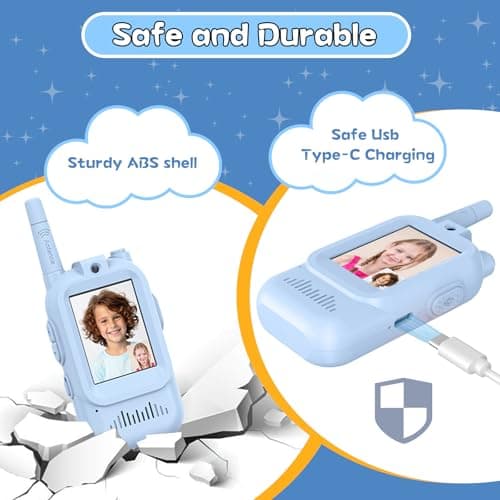 Walkie Talkies for Kids Pack of 2, Rechargeable Long Range Two Way Radios Toys for Boys Girls Age 3-5, Outdoor Adventure Camping Hiking, Birthday with Pink Blue Design - Thumbnail 4