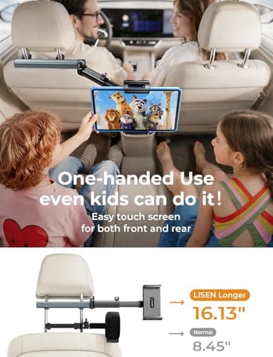 LISEN for iPad Holder Car Road Trip Essentials Travel Activities for Toddler Kids Gifts, Car Accessories for Women Moms Truck Interior 3in1 Tablet Holder for Back Seat Car Camping Headrest Organizer - Thumbnail 4