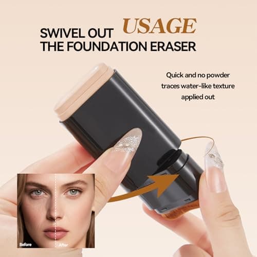 Ivory Foundation Stick-2-in-1 Creamy Concealer&Brush,Buildable Coverage for Smooth, Brightening Makeup Look - Thumbnail 4