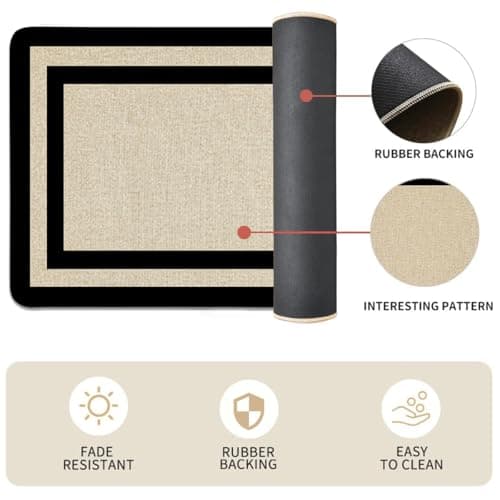 YWZDS Kitchen Rugs with Black Border - Cotton Linen Blend Floor Mats(17.7''x29.5''+17.7''x47'') - Washable Non-Slip Kitchen Mats for Home Office Bedroom Bathroom Laundry - Thumbnail 5