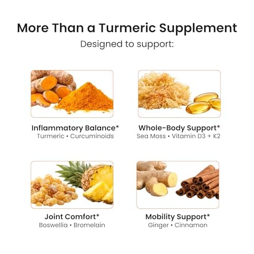 Turmeric Curcumin Supplement Powder with Black Pepper & Ginger – Inflammation Support for Joint Comfort & Mobility – 16-in-1 Natural High Potency Superblend – 1 lb - Thumbnail 6