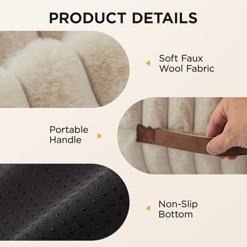 Joydeco Cat Couch for Pets, 36 inch Plush Pet Sofa, Cat Bed for Indoor Cats with Removable Washable Cover, Supportive Pet Sofa, Cream - Thumbnail 4