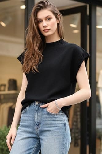 Orolay Sweater Vest Women Cap Sleeve Crew Neck Knit Pullover Tank Tops - Thumbnail 4