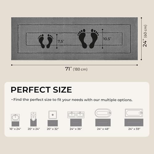 GRANNY SAYS Deep Gray Bathroom Rug Mat, Bath Mats for Bathroom Non-Slip, Super Soft and Water Absorbent, Extra Large Bath Rugs, Microfiber Long Bath Rugs for Floor, Tub and Shower,71" x 24" - Thumbnail 2
