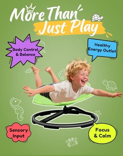 Turtle Spinning Chair for Autistic Kids – Sensory Spinning Toy, Spin Chair for Kids Autism, Sensory Swivel Seat for Balance, Coordination, Focus & ADHD Support, Autism Sensory Products (Green) - Thumbnail 4