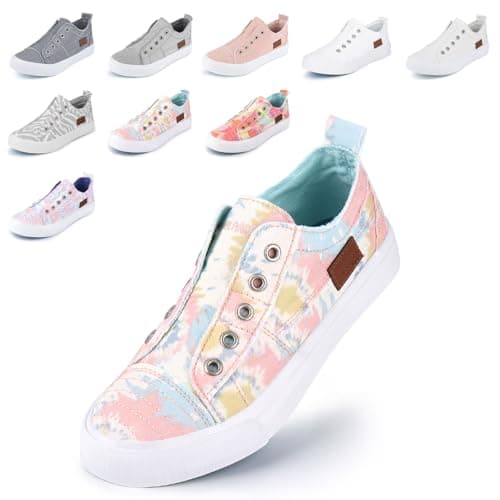 JENN ARDOR Womens Fall Slip On Fashion Sneakers No Laces Comfortable Casual Low Canvas Sneakers Flats Walking Shoes - Image 1